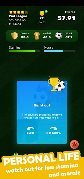 Football Career Soccer Legend  [МОД Бесконечные монеты] Screenshot 3