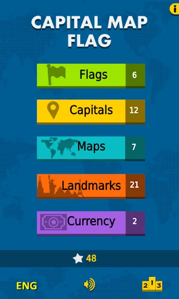 Capital Map Flag - geo quiz  [МОД Бесконечные монеты] Screenshot 1