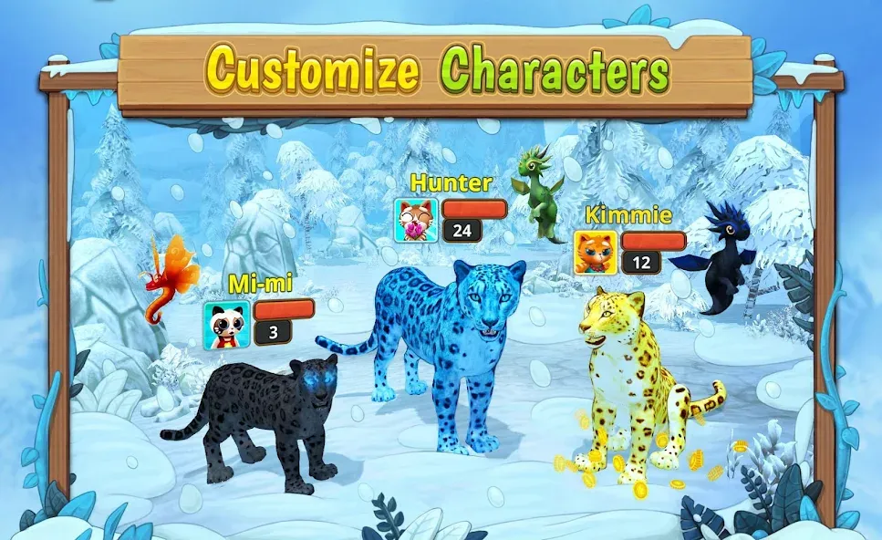 Snow Leopard Family Sim Online  [МОД Бесконечные монеты] Screenshot 2