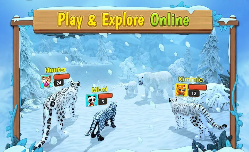 Snow Leopard Family Sim Online  [МОД Бесконечные монеты] Screenshot 3