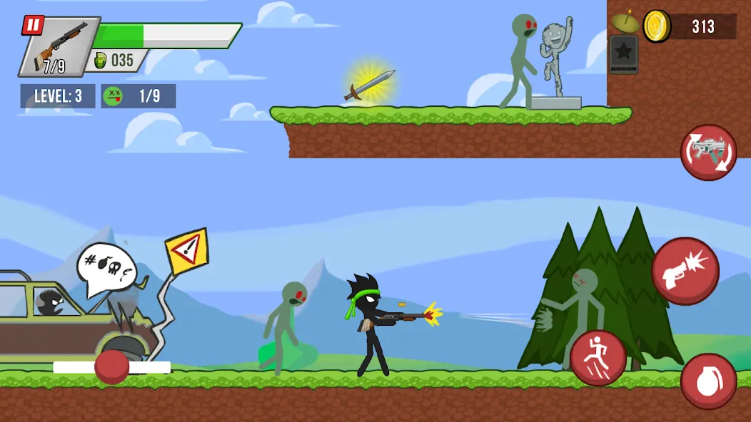 Stick vs Zombies (Стикмен против Зомби)  [МОД Menu] Screenshot 1