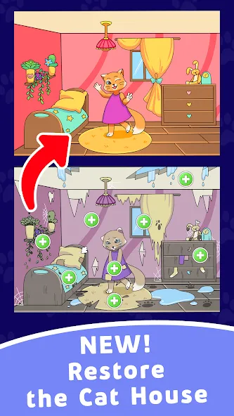 Find Differences: Cute Cats  [МОД Unlimited Money] Screenshot 1