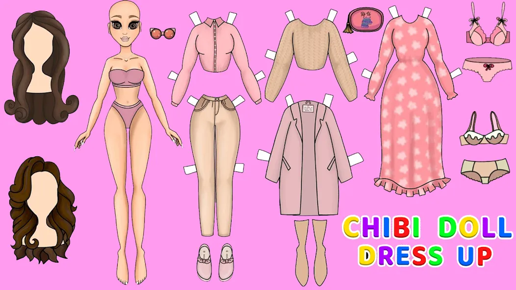 Doll Dress Up Makeup Girl Game (Чиби кукла одевает девушку игры)  [МОД Бесконечные монеты] Screenshot 4