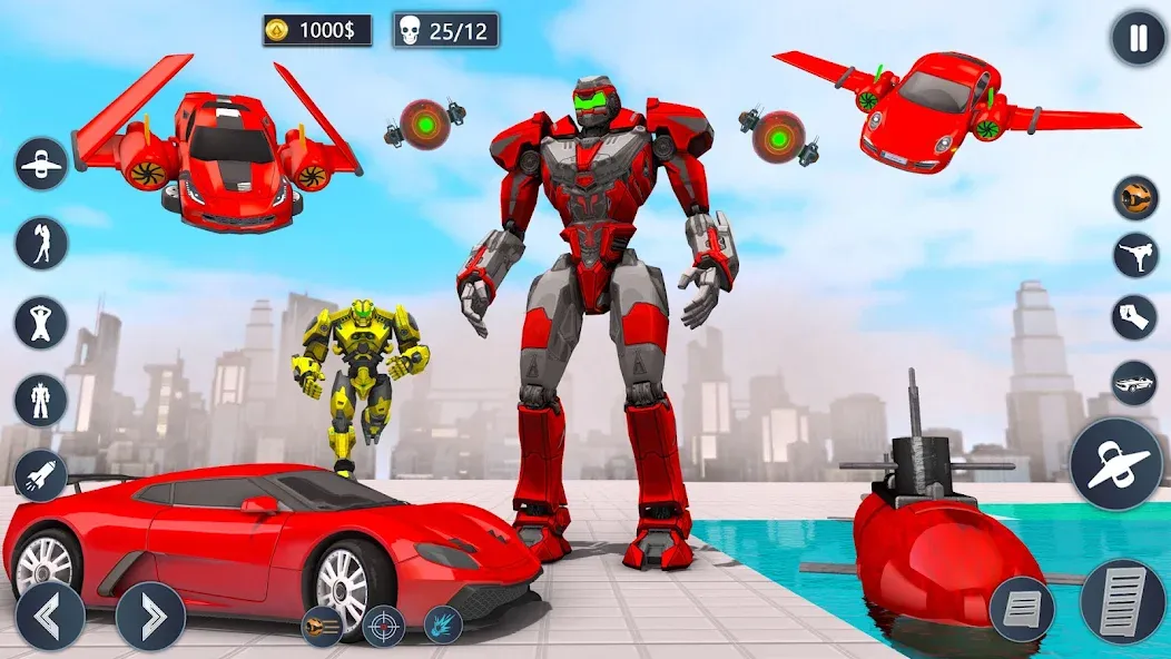 Flying Car Robot Game Car Game  [МОД Бесконечные деньги] Screenshot 4