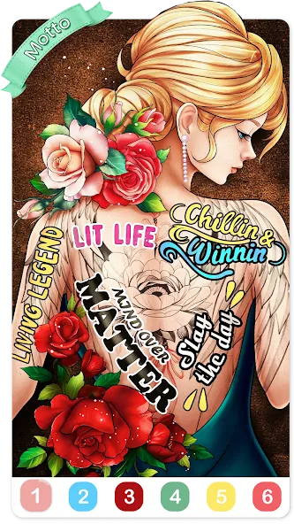 Tattoo Coloring games  [МОД Бесконечные деньги] Screenshot 5