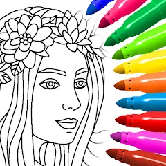 Взломанная Coloring for girls and women  [МОД Много монет] - стабильная версия apk на Андроид