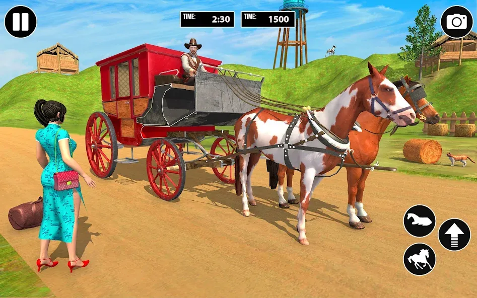 Horse Cart Taxi Transport Game  [МОД Все открыто] Screenshot 5