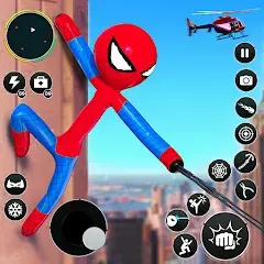 Скачать взломанную Flying Stickman Rope Hero Game  [МОД Много денег] - полная версия apk на Андроид