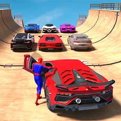 Скачать взлом Superhero Car: Mega Ramp Games (Рамп Кар Гейм)  [МОД Все открыто] - стабильная версия apk на Андроид