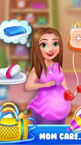 Mom newborn babysitter care (Мама новорожденного няня заботится)  [МОД Бесконечные монеты] Screenshot 3