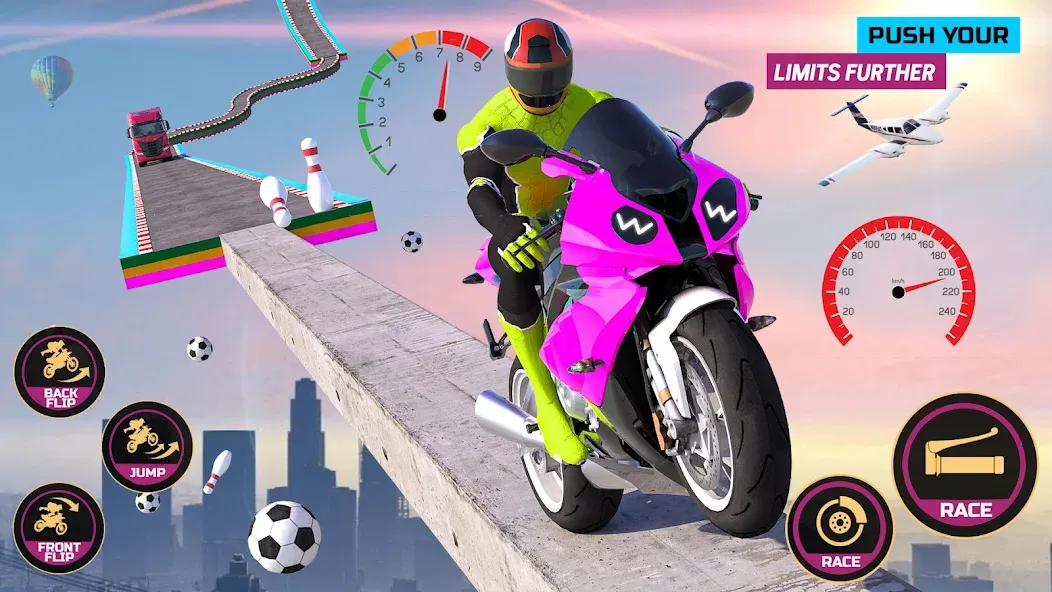 Racing Bike Stunt Games Master (Гонки на мотоциклах Мастер игр в трюки)  [МОД Unlocked] Screenshot 1