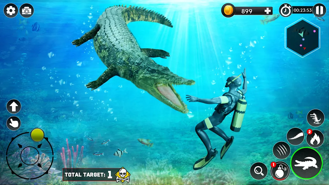 Hungry Animal Crocodile Games  [МОД Много денег] Screenshot 4