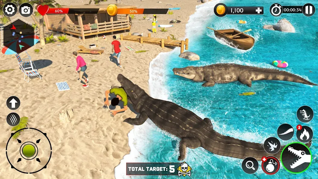 Hungry Animal Crocodile Games  [МОД Много денег] Screenshot 5