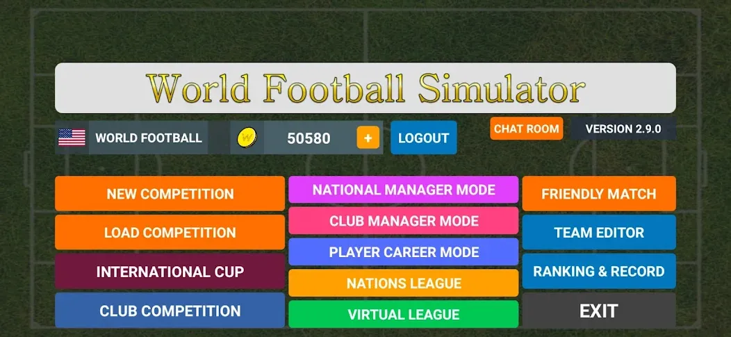 World Football Simulator (Мировой Футбольный Симулятор)  [МОД Много денег] Screenshot 1