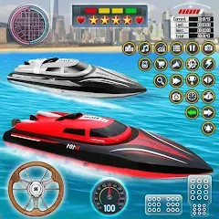 Взломанная Speed Boat Racing: Boat games  [МОД Unlocked] - последняя версия apk на Андроид