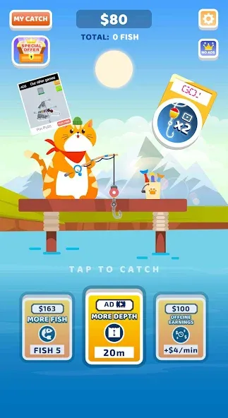 Idle Furry Fishing!  [МОД Много денег] Screenshot 1