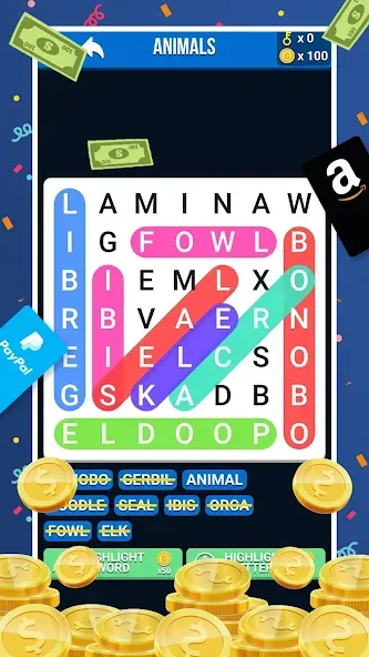 Make Money: Word Search (Мейк Мани)  [МОД Бесконечные деньги] Screenshot 2