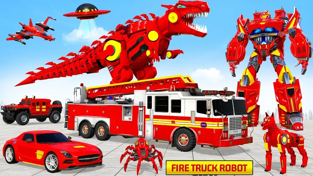 Fire Truck Robot Car Game  [МОД Бесконечные монеты] Screenshot 2