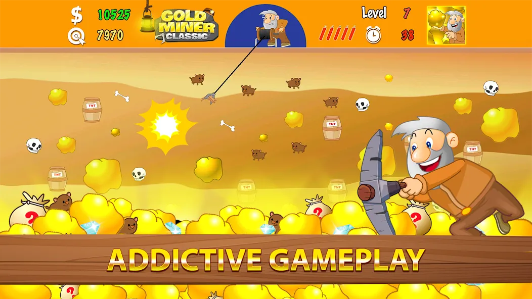 Gold Miner Classic: Gold Rush (Голд Майнер Классик)  [МОД Бесконечные монеты] Screenshot 2