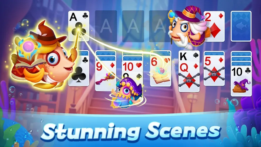 Solitaire 3D Fish  [МОД Много монет] Screenshot 3