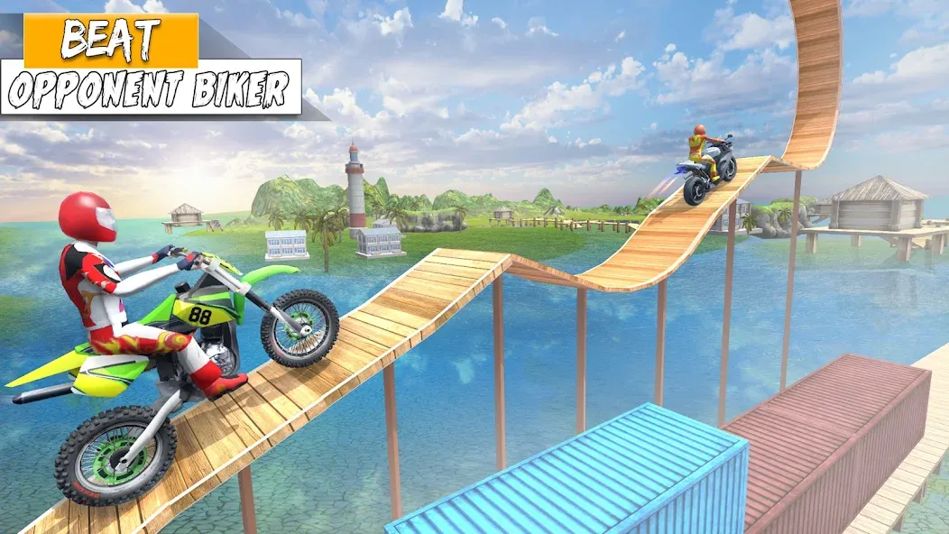 Bike Stunt Games Stunt Bike 3D (Байк стант рэмп игра Байк Джамп)  [МОД Бесконечные деньги] Screenshot 5