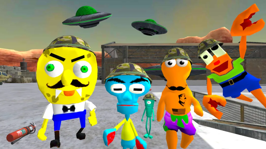 Sponge Area 51. Neighbor Alien  [МОД Бесконечные монеты] Screenshot 1