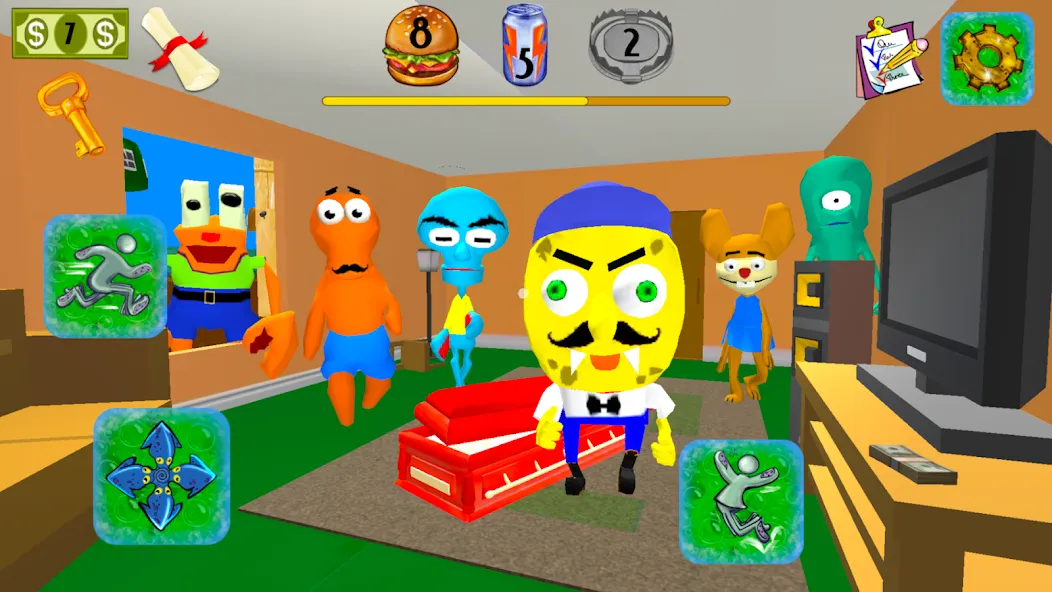 Sponge Neighbor Escape 3D (Спонж Сосед Побег 3D)  [МОД Бесконечные деньги] Screenshot 4