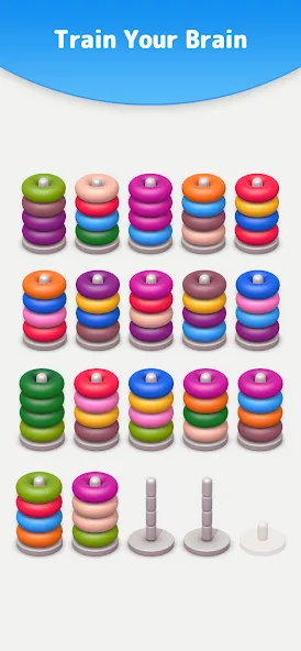 Color Sort 3D — Hoop Stack  [МОД Все открыто] Screenshot 5