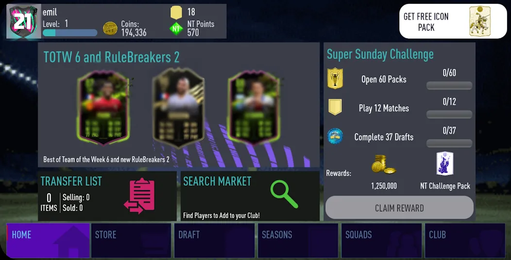 NT 21 Draft + Pack Opener  [МОД Бесконечные монеты] Screenshot 4