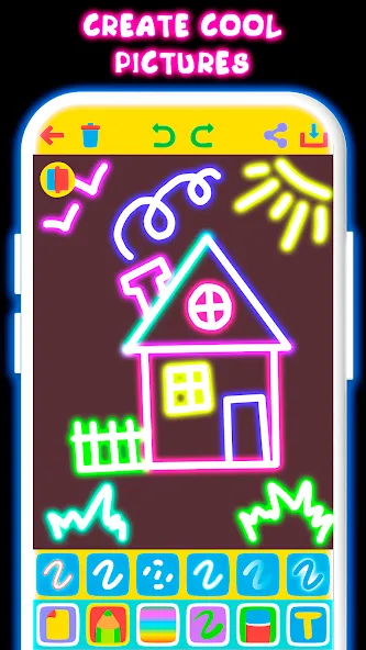 Drawing For Kids - Glow Draw  [МОД Бесконечные монеты] Screenshot 1