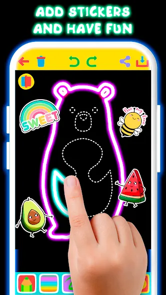 Drawing For Kids - Glow Draw  [МОД Бесконечные монеты] Screenshot 2