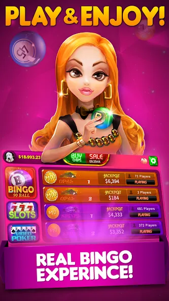 Bingo 90 Live : Vegas Slots (Бинго 90 Лайв)  [МОД Unlocked] Screenshot 1