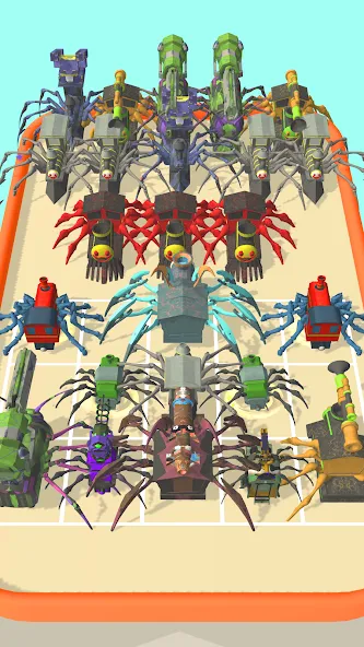 Merge Spider Train  [МОД Бесконечные деньги] Screenshot 2