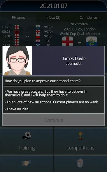 True Football National Manager (Тру Футбол Национальный Менеджер)  [МОД Бесконечные монеты] Screenshot 2