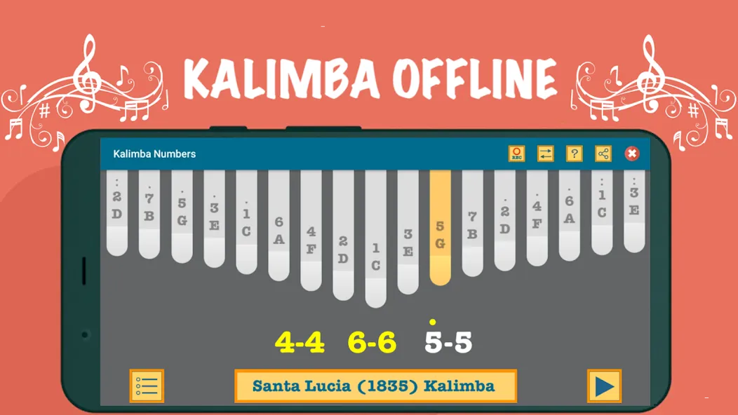 Kalimba App With Songs Numbers (Калимба приложение с песнями и цифрами)  [МОД Меню] Screenshot 4