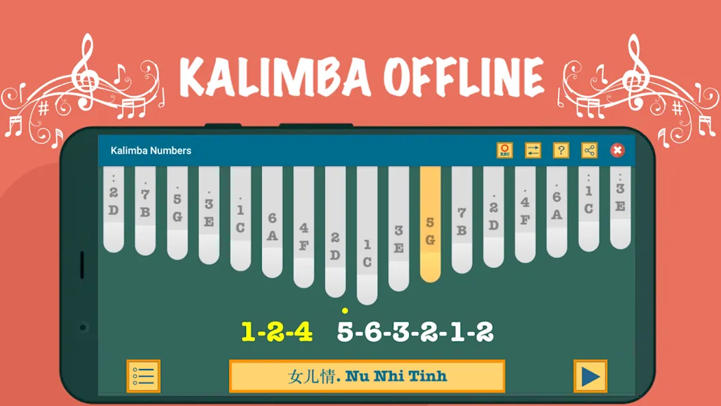 Kalimba App With Songs Numbers (Калимба приложение с песнями и цифрами)  [МОД Меню] Screenshot 5